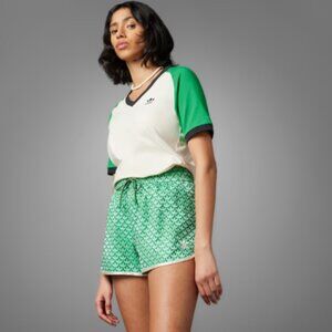 Adidas Adicolor 70s High-Waist Satin Monogram Shorts